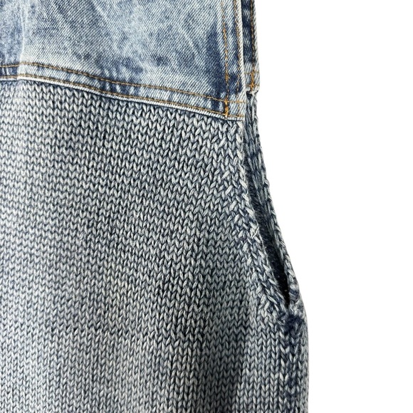 VINTAGE PBJ BLUES Size Large Washed Blue Button Down V-Neck Vest Cable Knit - Picture 7 of 8